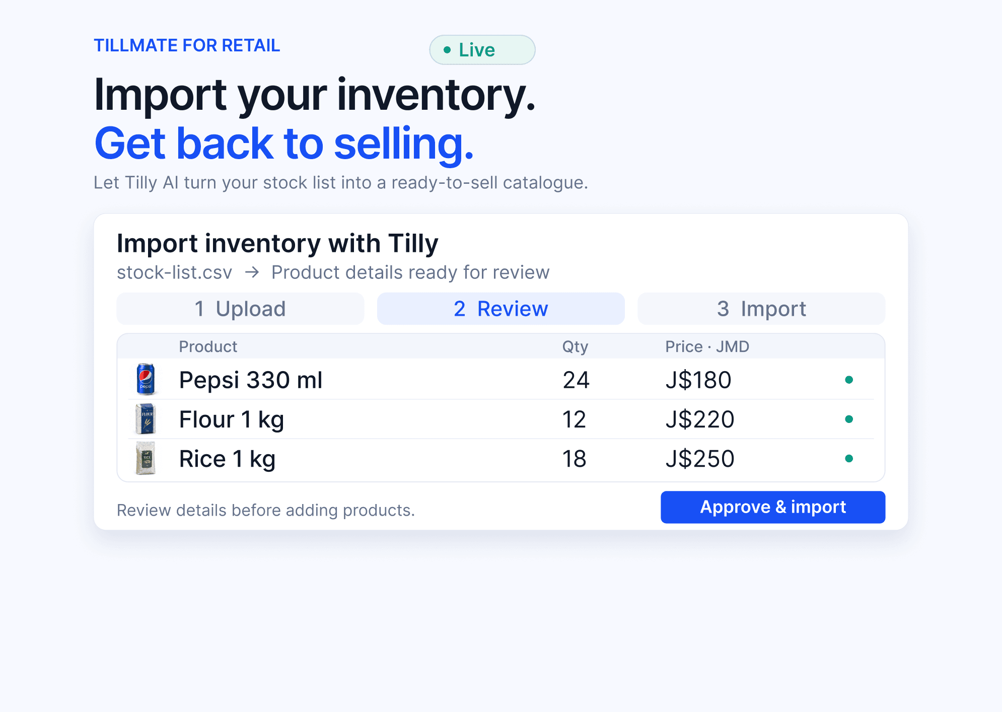 Tillmate Retail dashboard